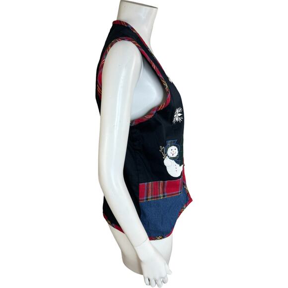 Basic Editions Holiday Vintage Button Front Snowman Vest Large V-Neck  Winter - Picture 11 of 11